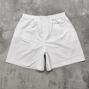 Vintage Season Ticket Shorts Womens L White Pull On High Rise Baggy Casual